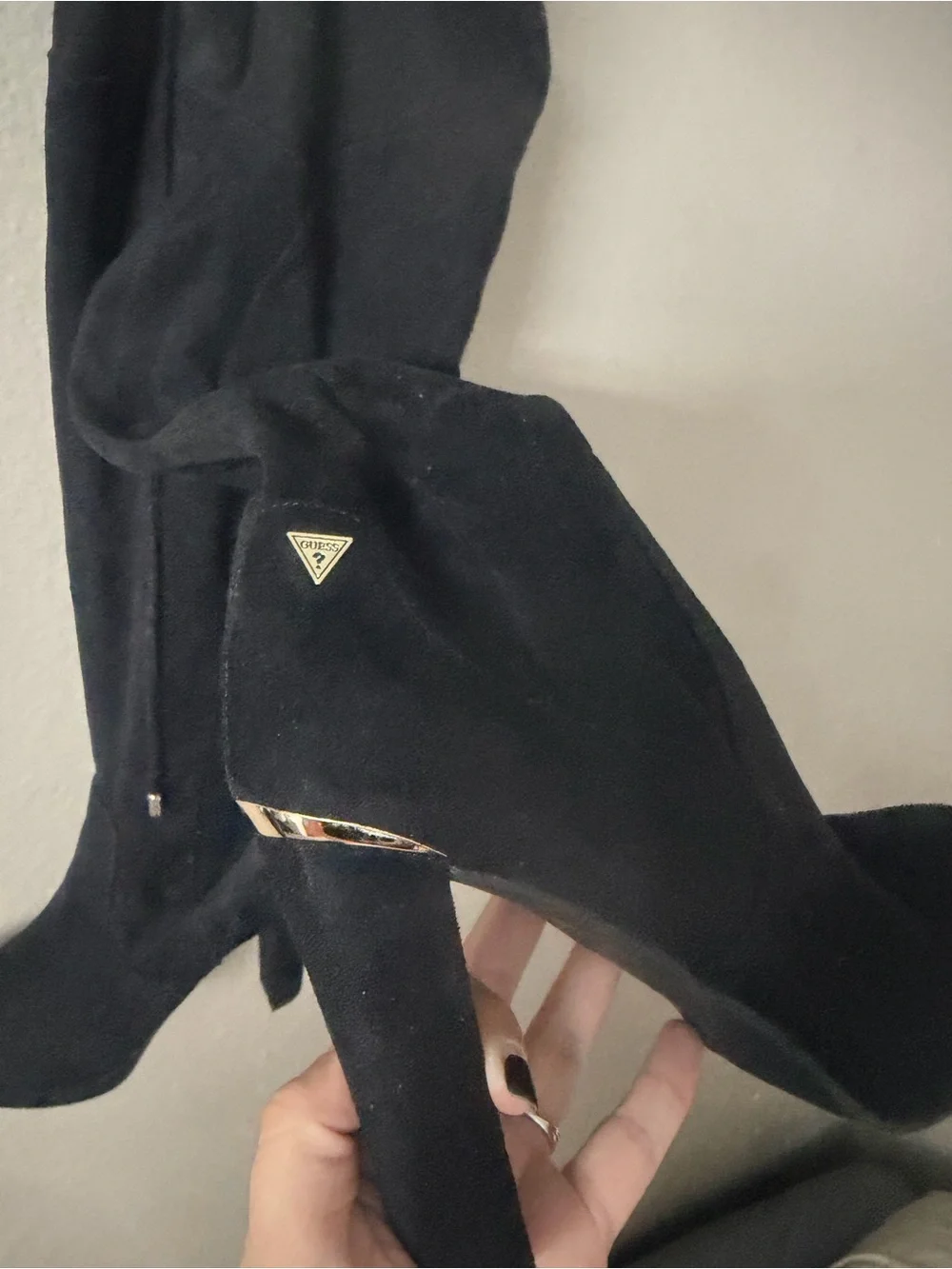 Guess Black Suede Over-the-Knee High Heel Boots